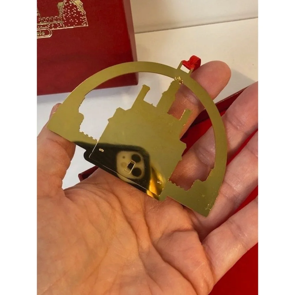 Williamsburg Virginia Governor's Palace Brass Christmas Ornament in Box Gold
